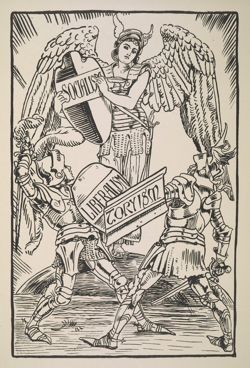 Socialism, Liberalism and Toryism, från Cartoons for the Cause av Walter Crane