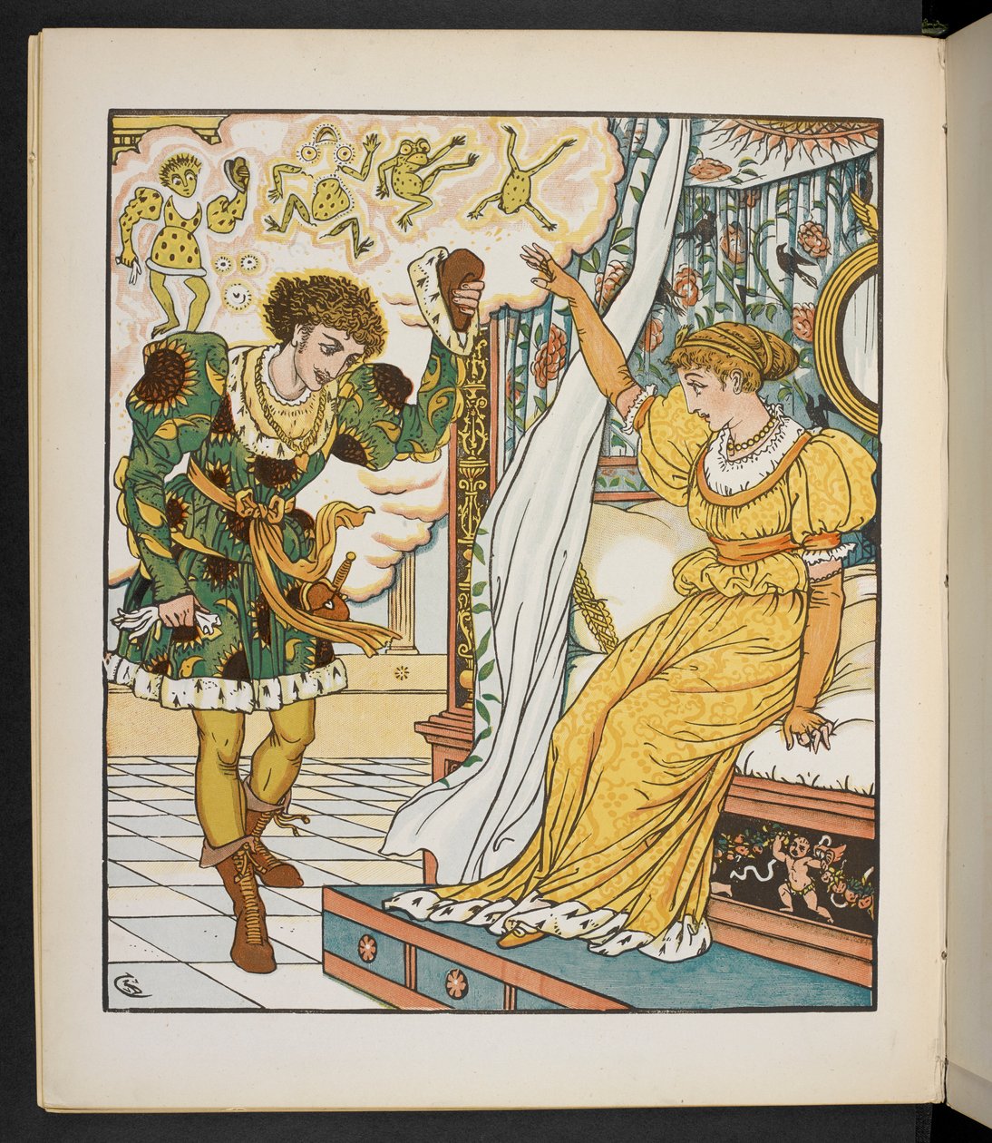 "Kungens dotter och grodan" av Jakob och Wilhelm Grimm (litografi) av Walter Crane