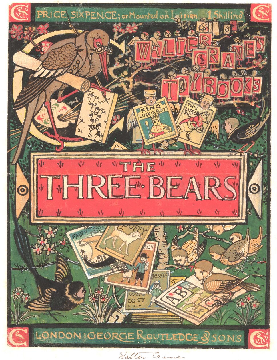 De tre björnarna (akvarell, tusch  blyerts på papper) av Walter Crane