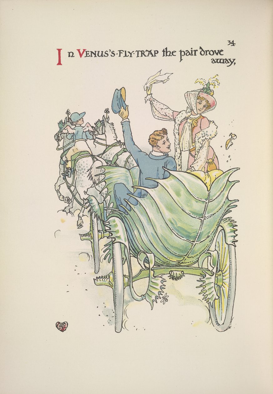 Venus flugfälla. Ett par som reser med häst och vagn av Walter Crane