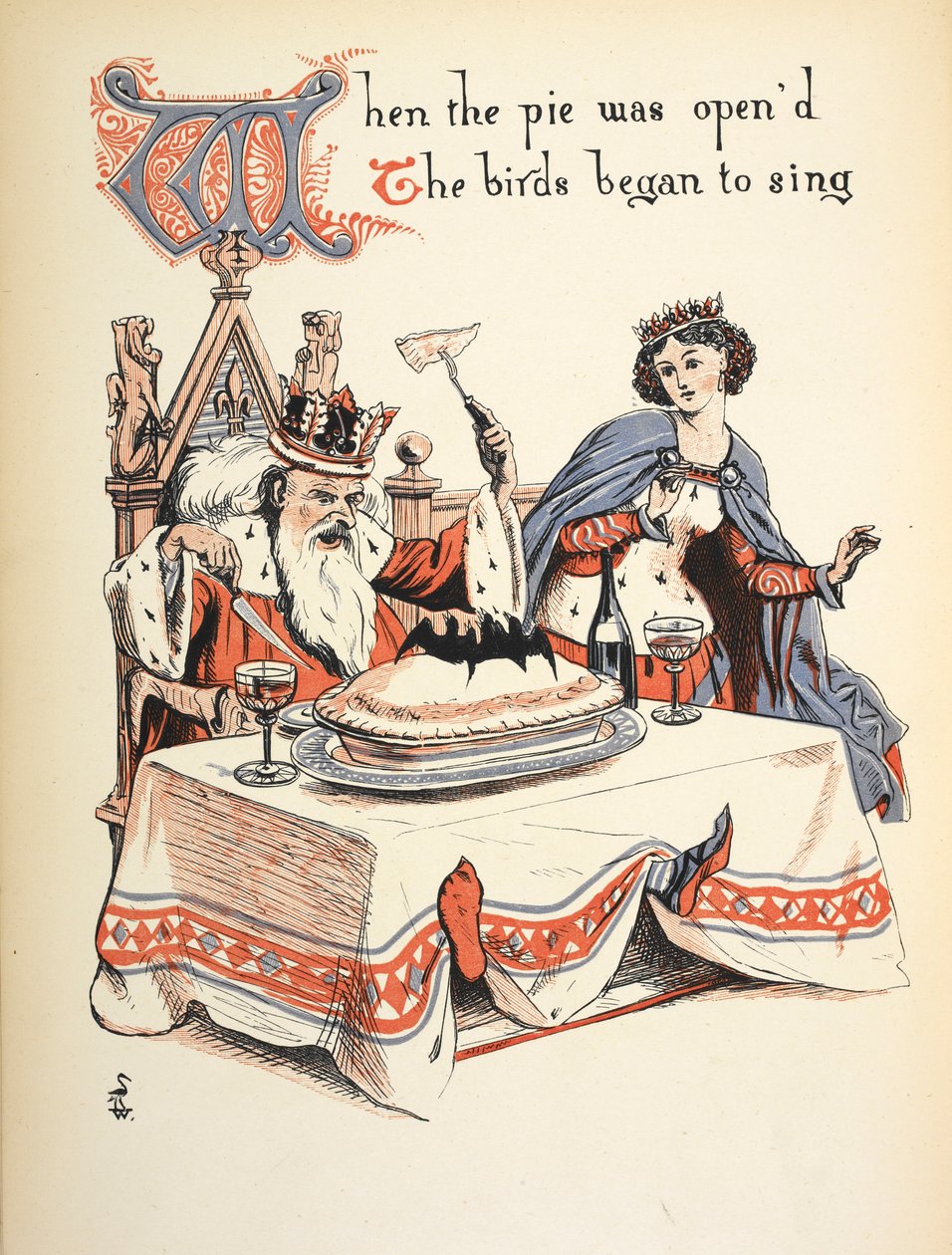 När pajen öppnades började fåglarna sjunga. av Walter Crane