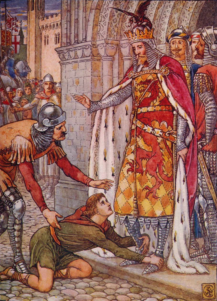 Unge Owen vädjar till kungen, 1911. av Walter Crane