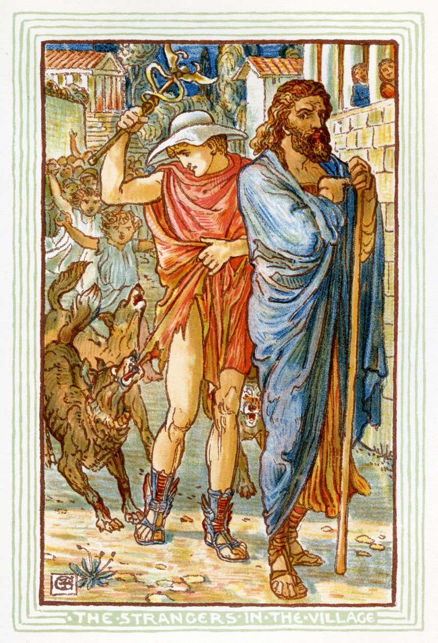 Zeus och Hermes förklädda till bönder av Walter Crane