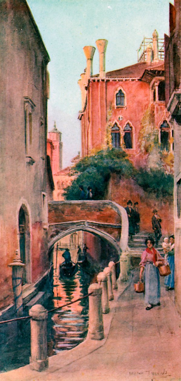 En kanal i Venedig (färglitografi) av Walter Frederick Roofe Tyndale