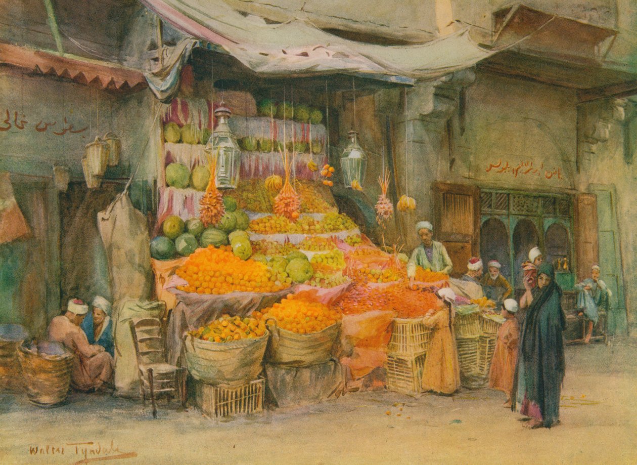 A Fruit-Stall at Bulak, c1905, 1912 av Walter Frederick Roofe Tyndale
