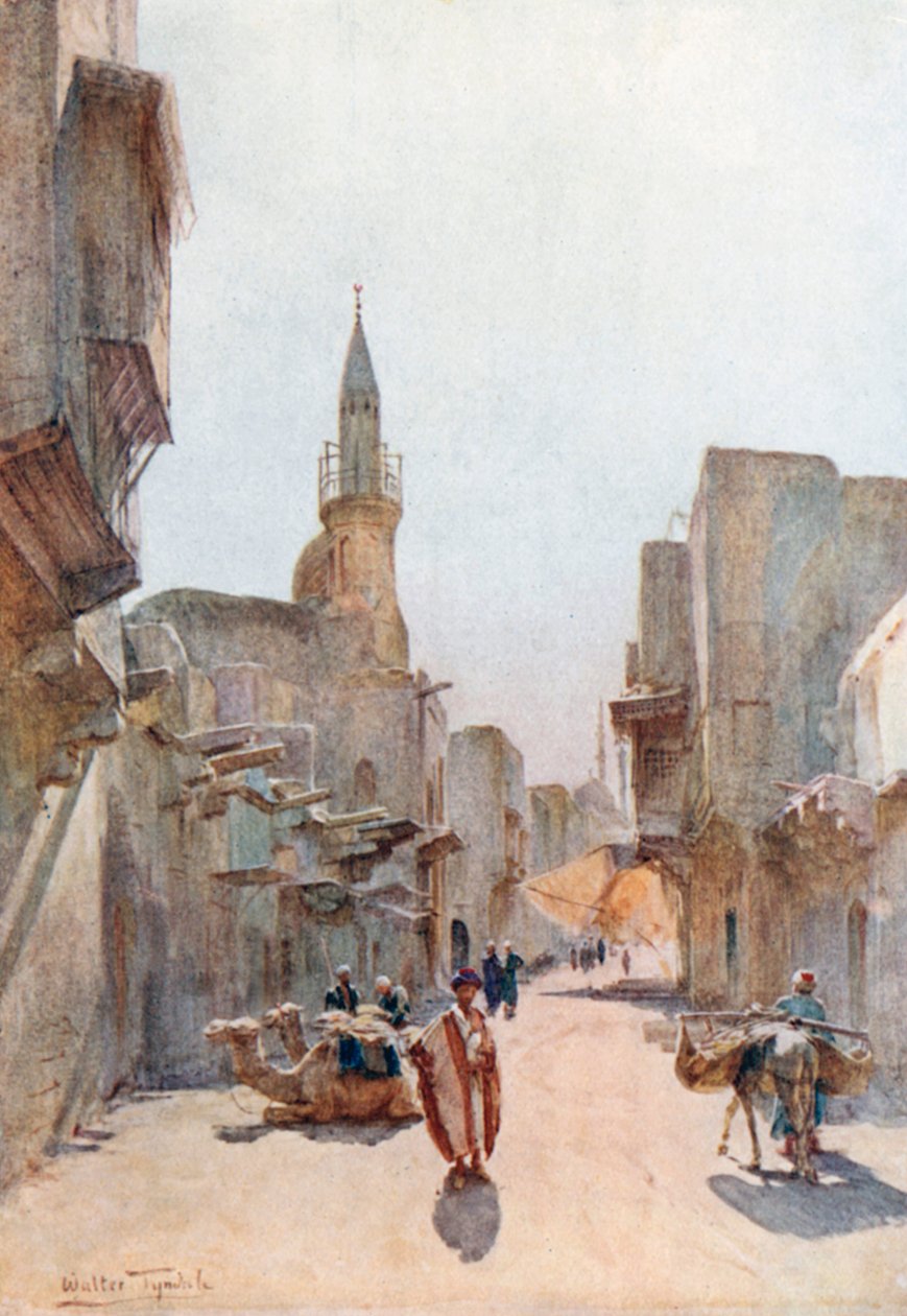 En gata nära citadellet i Kairo (färglitografi) av Walter Frederick Roofe Tyndale
