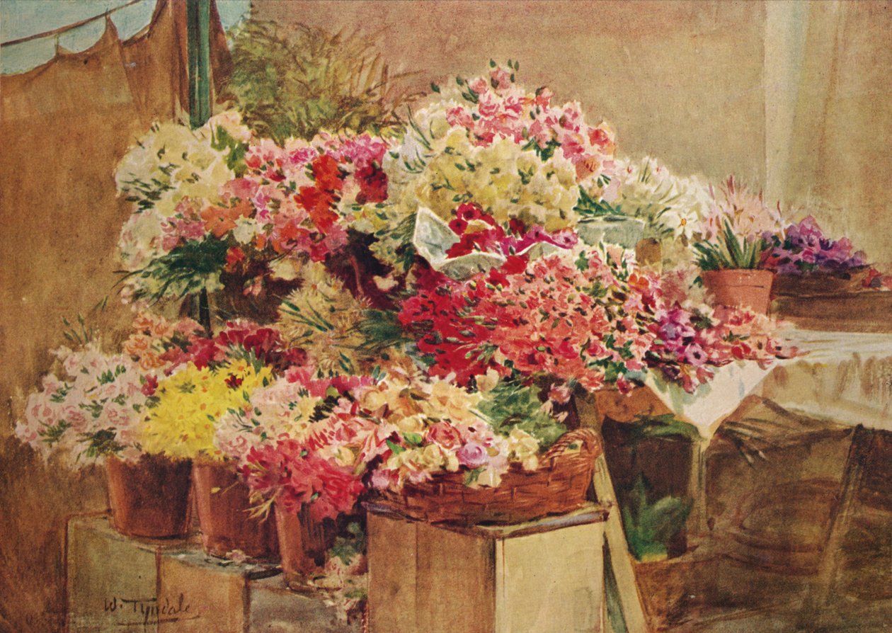 Blomsterbod på Mentone Market, c1910, 1912 av Walter Frederick Roofe Tyndale