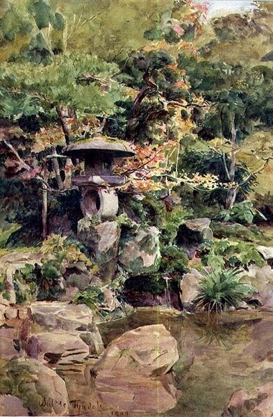 Trädgård vid Ashinoyu av Walter Frederick Roofe Tyndale