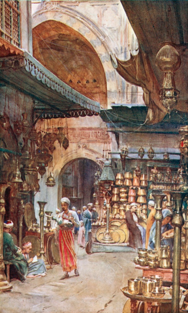 Khan El-Khalil, Kairo (färglitografi) av Walter Frederick Roofe Tyndale