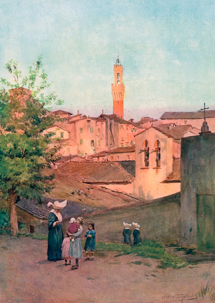 La Capella S Caterina, Siena (färglitografi) av Walter Frederick Roofe Tyndale