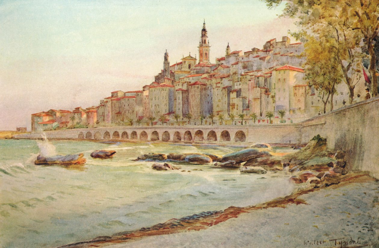 Mentone, från Garavan, c1910, 1912 av Walter Frederick Roofe Tyndale