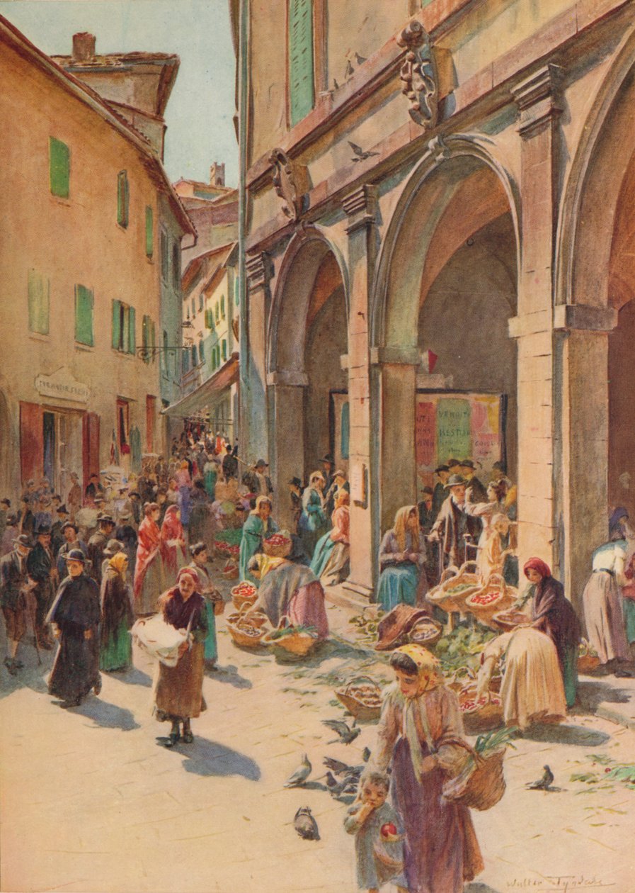 Marknaden i Montepulciano, c1900 1913 av Walter Frederick Roofe Tyndale
