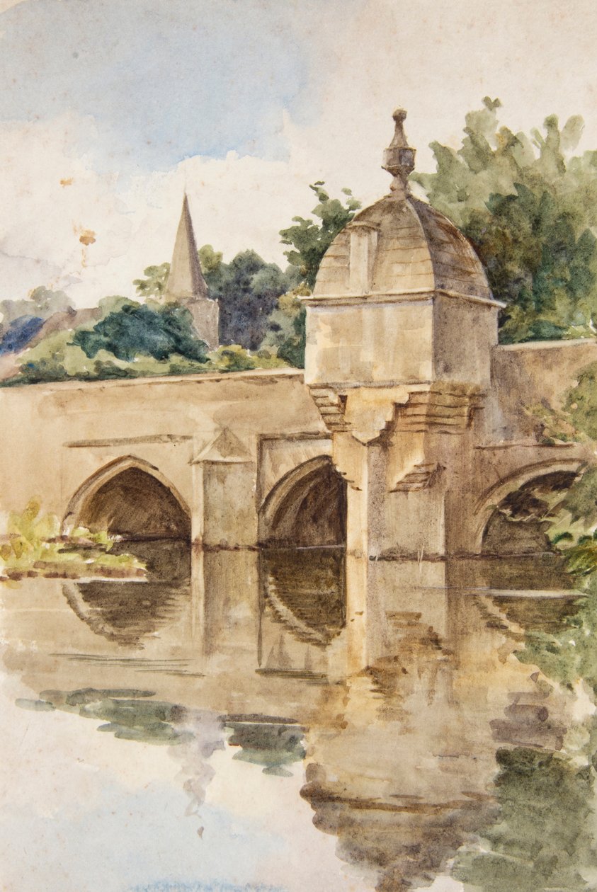 Stadsbron, Bradford-on-Avon (akvarell) av Walter Frederick Roofe Tyndale