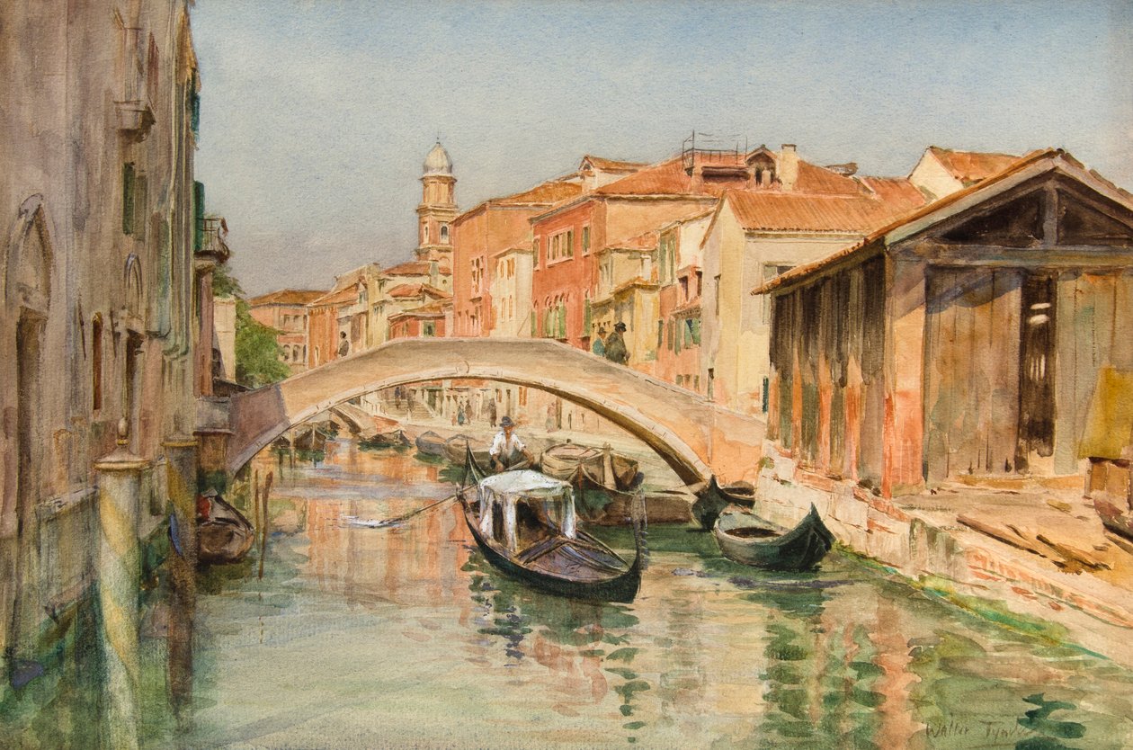 Det gamla båtvarvet på Rio del Ognissanti, Venedig (akvarell) av Walter Frederick Roofe Tyndale