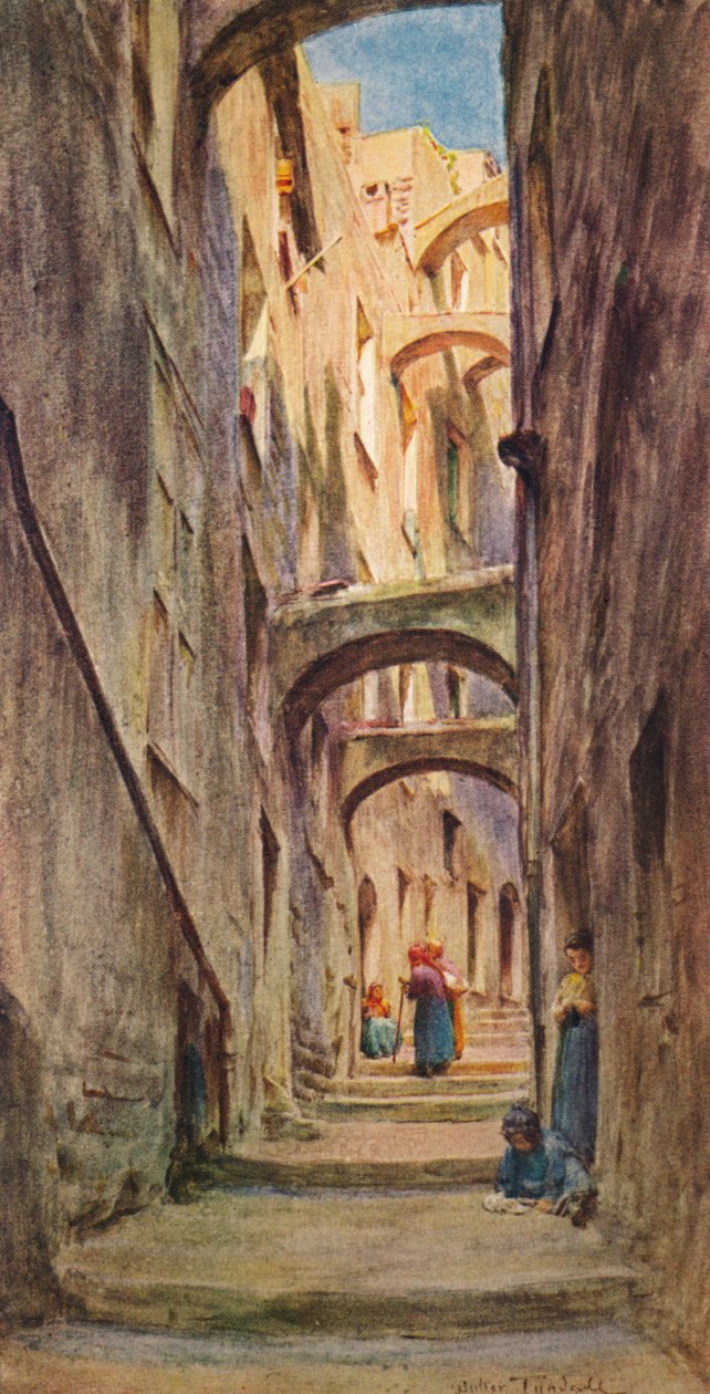 Vicolo della Provvidenza, San Remo, c 1910, 1912 av Walter Frederick Roofe Tyndale