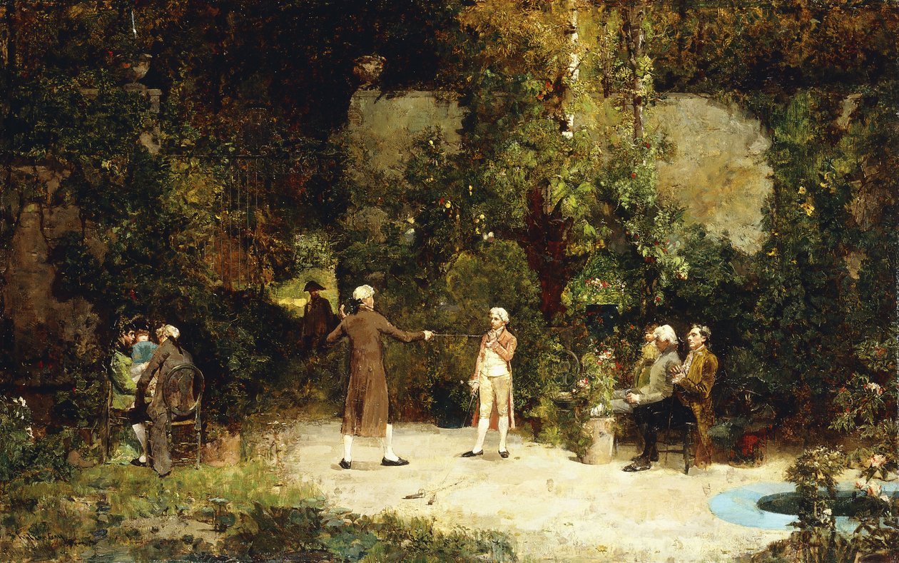 Fäktlektionen, ca 1879 (olja på duk) av Walter Gay