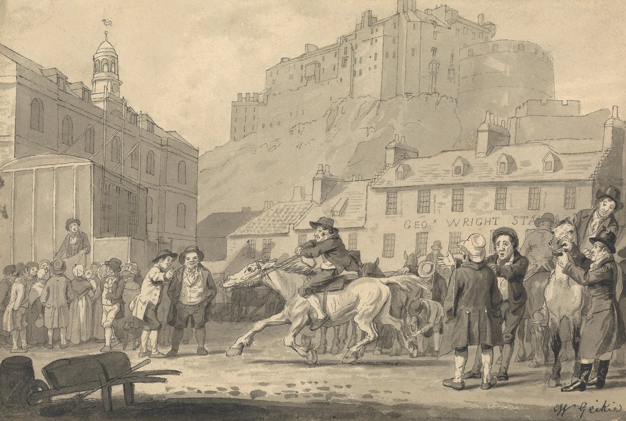 Edinburgh Castle och Horse Fair av Walter Geikie