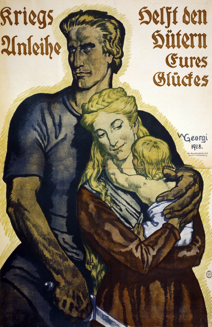 Första världskriget 1914-1918. Tysk affisch för prenumeranter på krigslåneobligationer av Walter Georgi