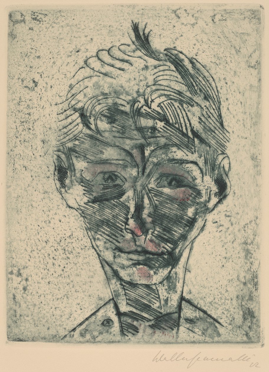 Byst av en ung man, Självporträtt av pojkehuvud, Självporträtt, 19221923. av Walter Gramatte