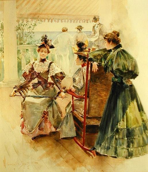 På verandan (gouache och akvarell på papper) av Walter Granville Smith