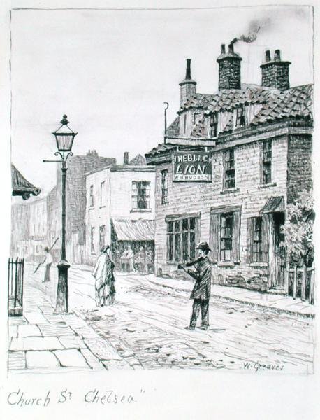Church Street, Chelsea (bläck på papper) av Walter Greaves