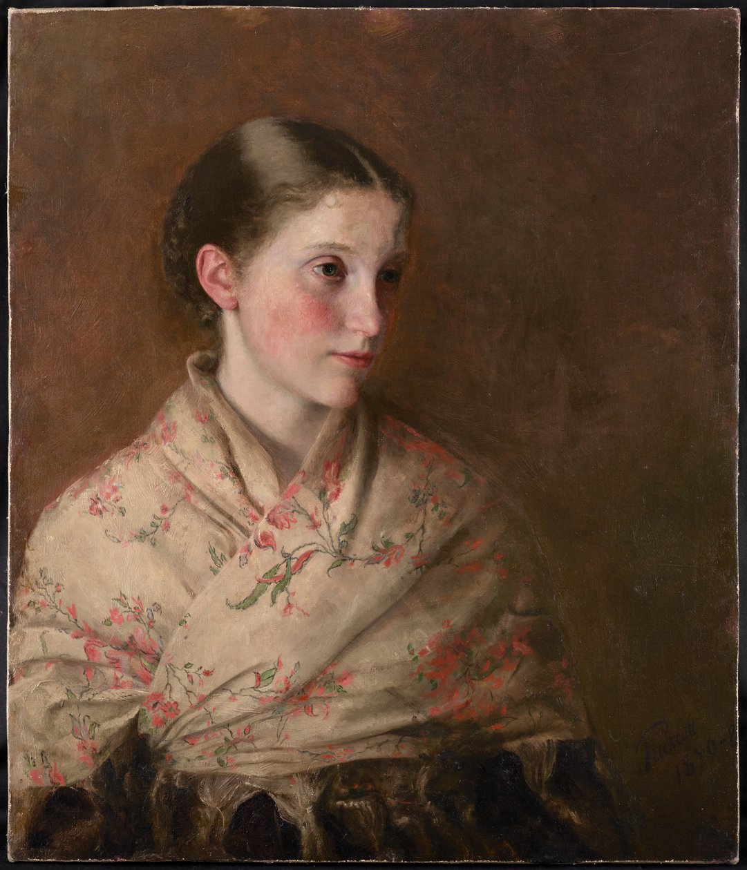 A Girl in a Shawl (olja på duk) av Walter Henry Truscott