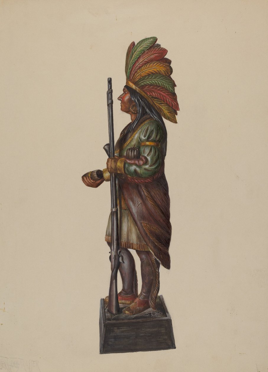 Cigarraffär Indian, ca. 1936. av Walter Hochstrasser