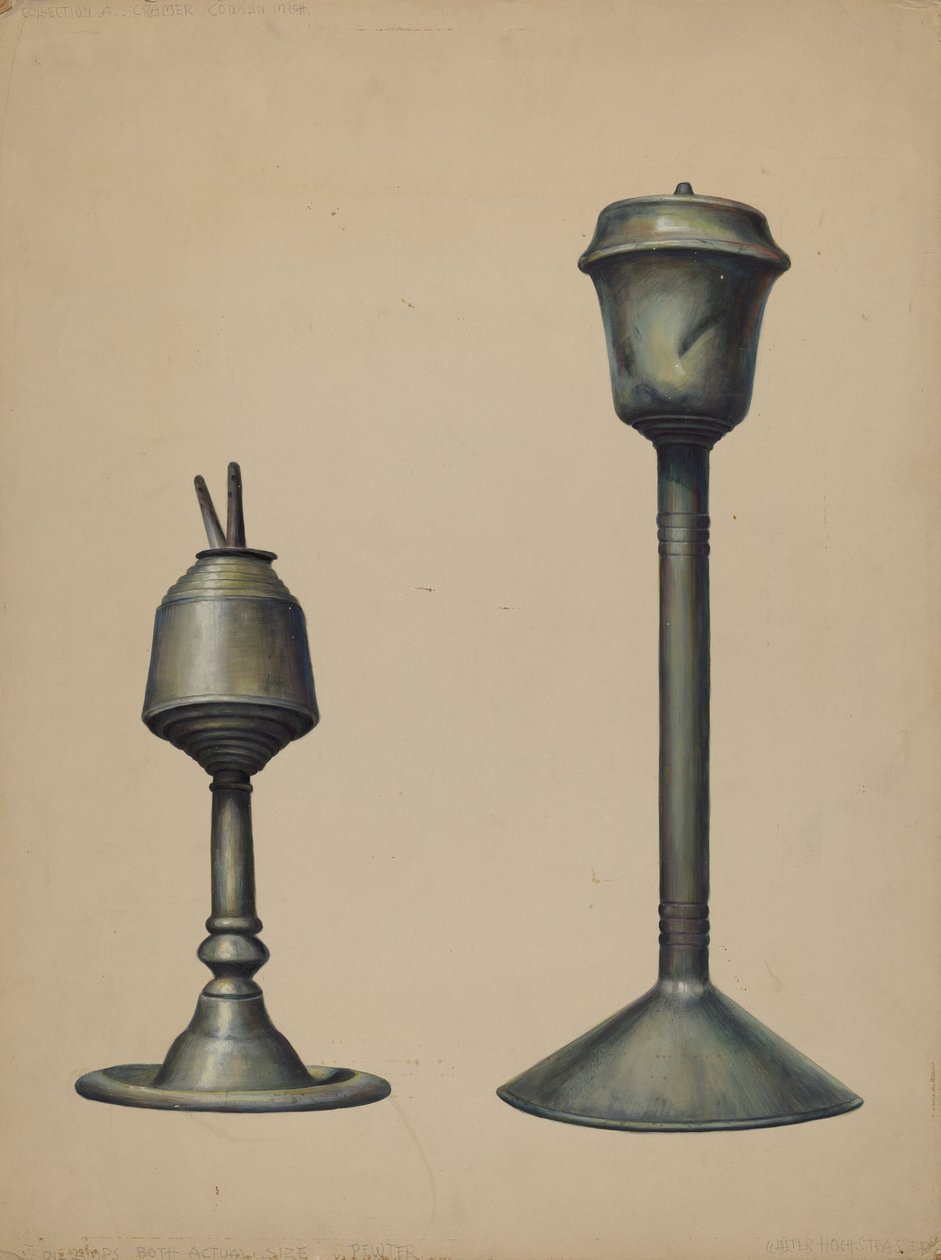 Två oljelampor, ca. 1938. av Walter Hochstrasser
