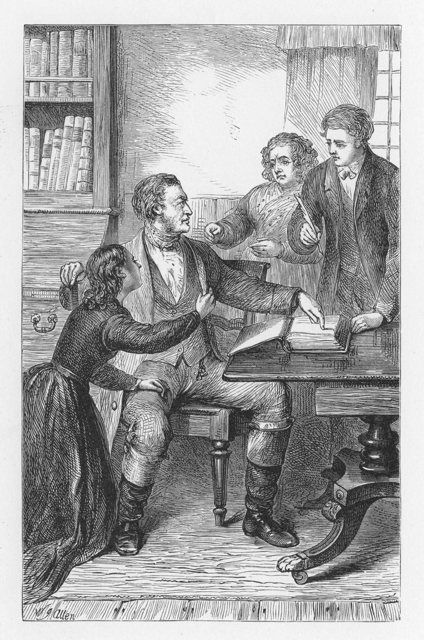 Scen från The Mill on the Floss av George Eliot, c1880 av Walter James Allen