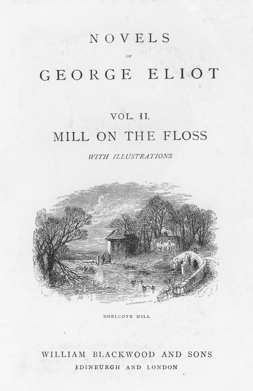 Titelsidan för The Mill on the Floss av George Eliot, c1880 av Walter James Allen
