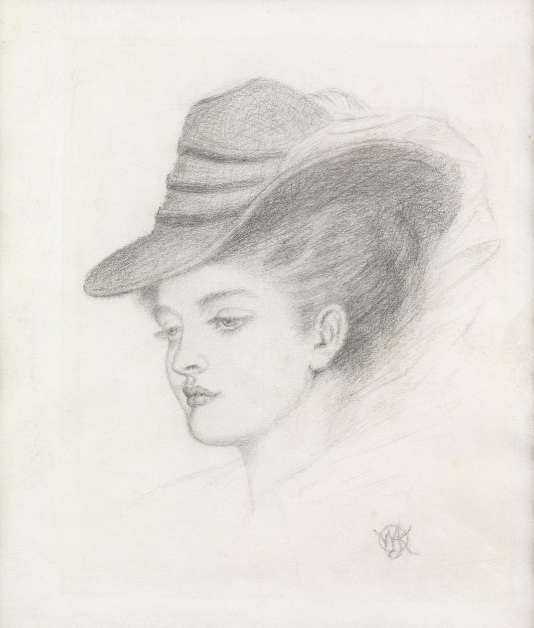 Emily Renshaw, konstnärens fru (penna på papper) av Walter John Knewstub