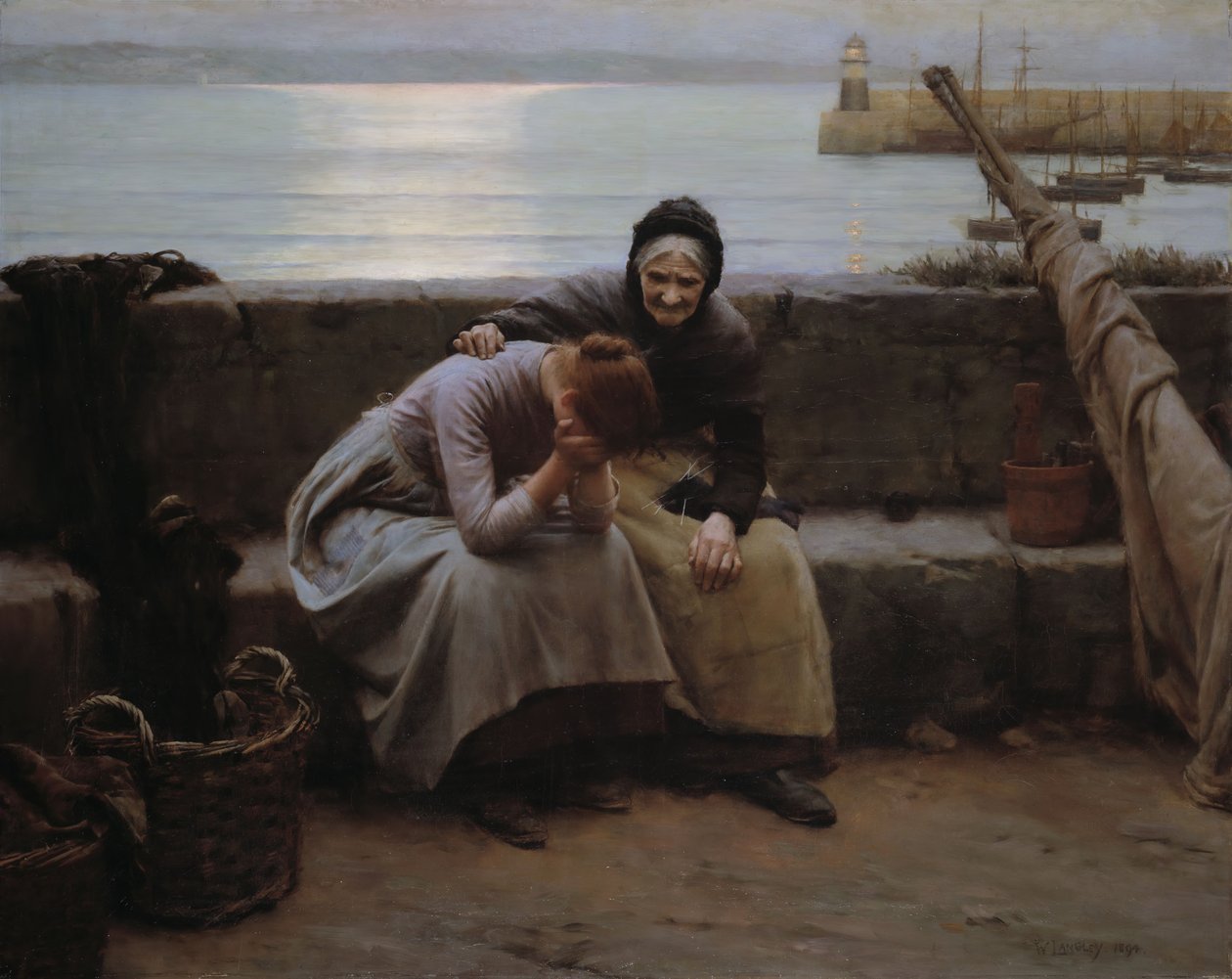 Aldrig morgon bar till kväll men något hjärta gick sönder, 1894. av Walter Langley