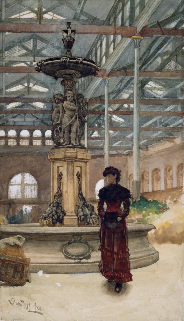 Gamla saluhallen och fontänen, Birmingham av Walter Langley