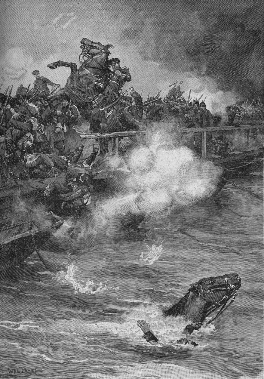Ett fruktansvärt blodbad följde på den överfulla bron, 1902 av Walter Paget