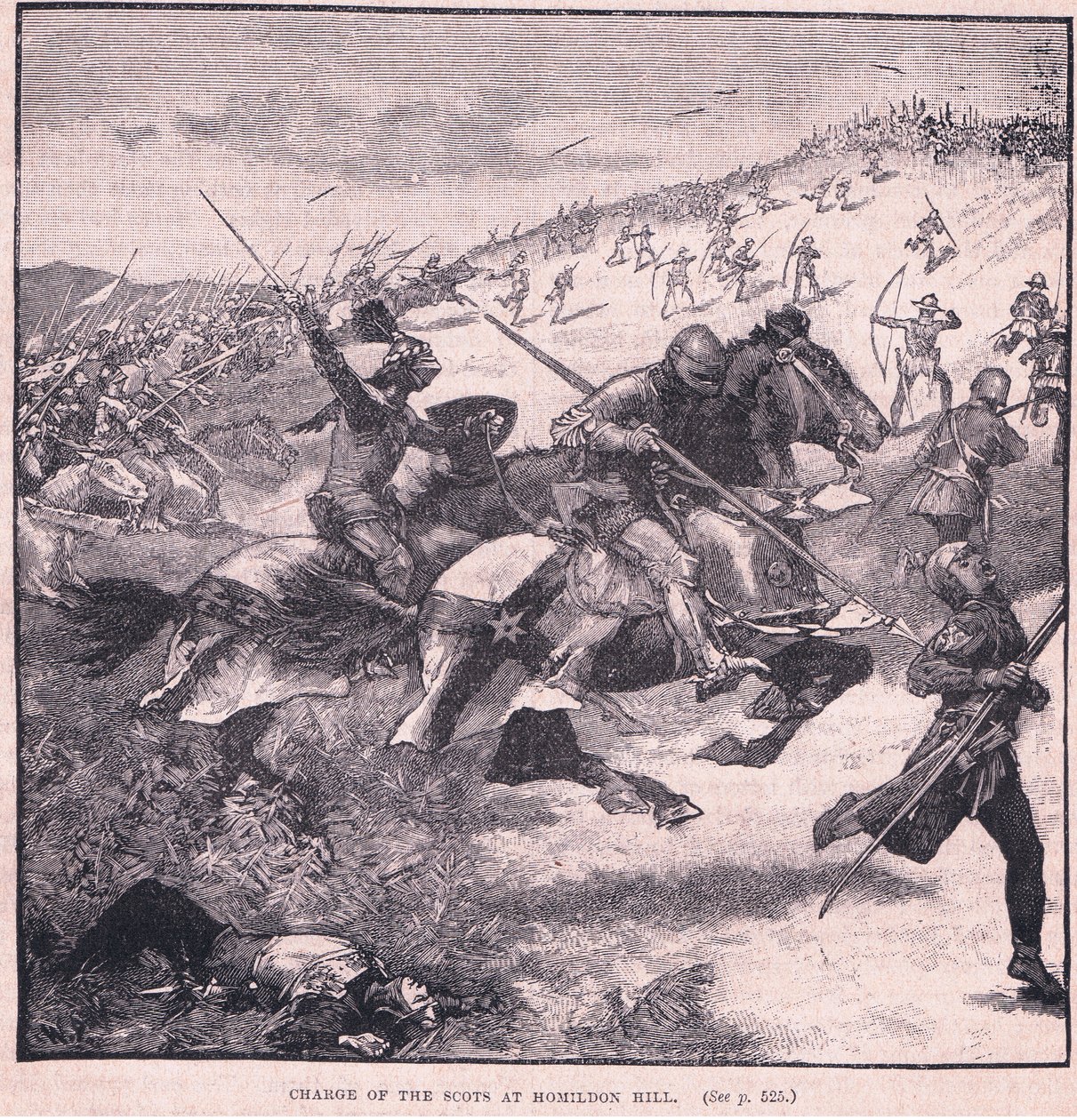 Skottarnas anklagelse vid Homildon Hill 1402 e.Kr av Walter Paget