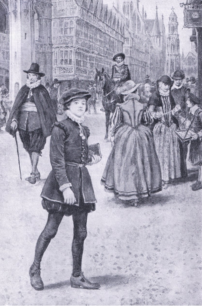 Herrick tar en tur nerför Cheapside, illustration från My Magazine av Walter Paget