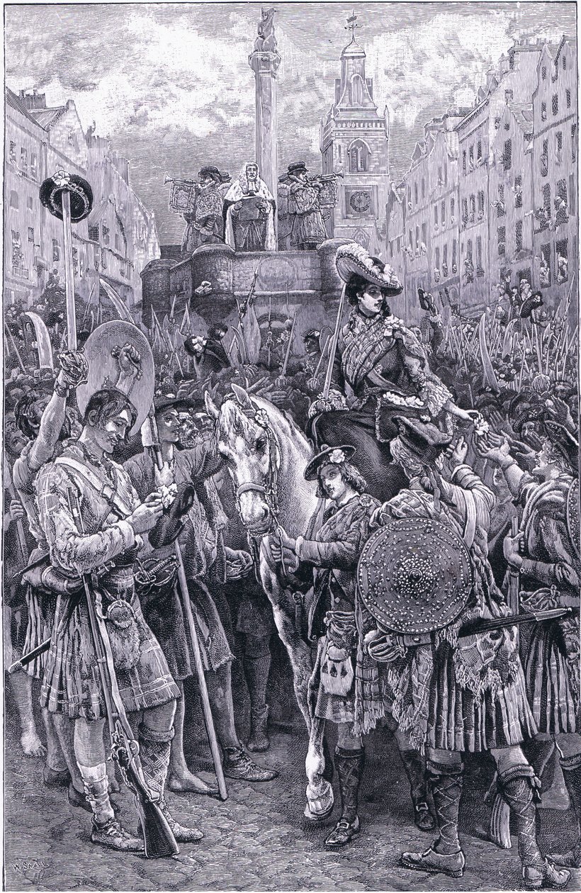 Proklamationen av den gamle pretendern som kung James VIII vid Edinburgh Cross av Walter Paget