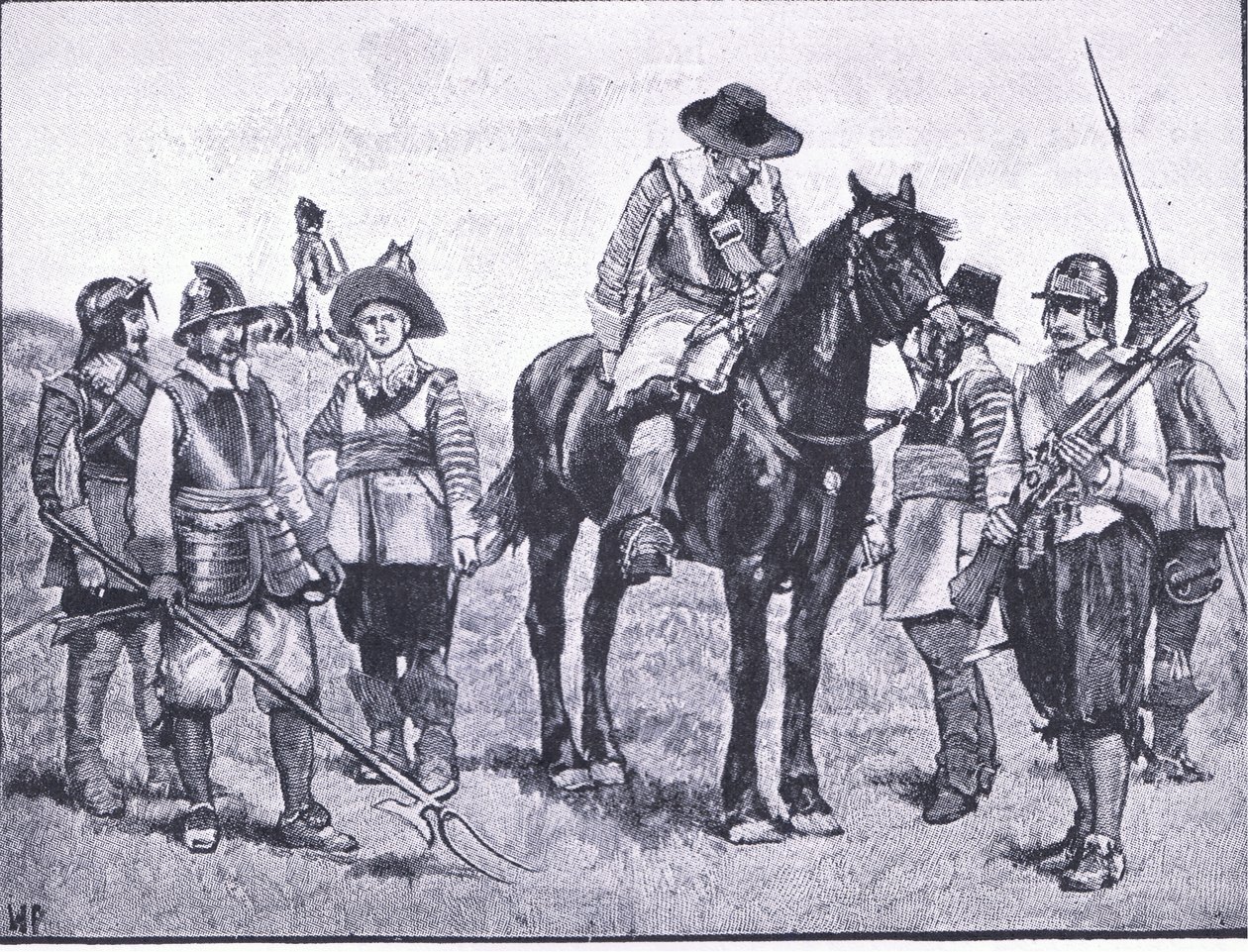 Types of Cromwellian Soldiery, illustration från The History of the British People publicerad av Waverley, c.1940 (litho) av Walter Paget