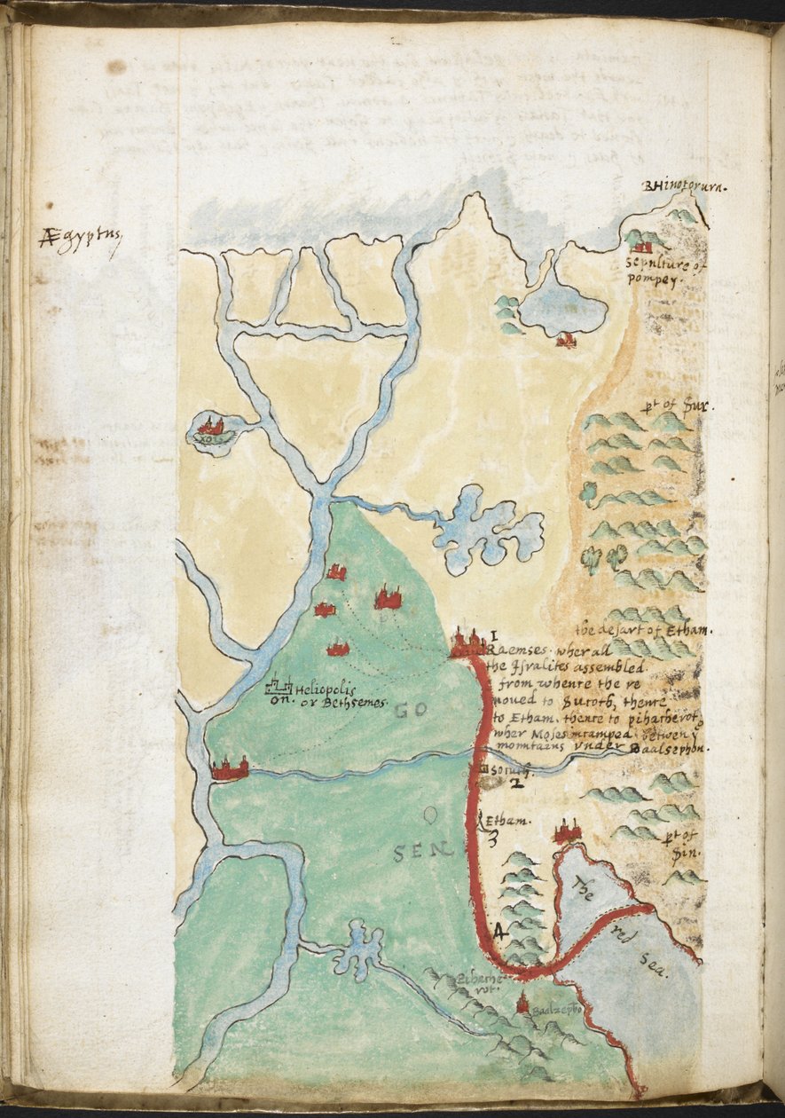 MS 57555, f.23v, Karta över Nordafrika, från en anteckningsbok som innehåller en historisk tidning, bibliotekslistor, etc.; c.1606-08 (akvarell på papper) av Walter Raleigh