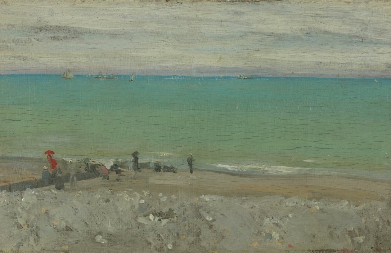 La Plage, Dieppe, ca 1885 (olja på panel) av Walter Richard Sickert