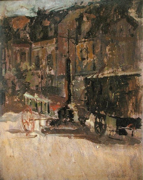 Market Cross, Dieppe (olja på panel) av Walter Richard Sickert