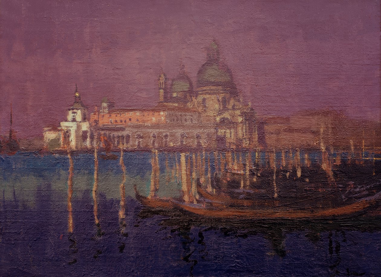 Nocturne, The Dogana och Santa Maria della Salute av Walter Richard Sickert