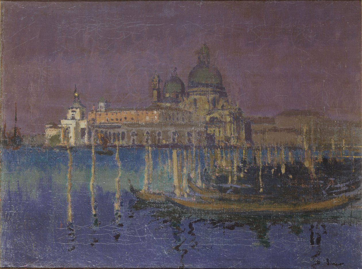 Nocturne: Dogana och Santa Maria della Salute, Venedig, 1896 av Walter Richard Sickert