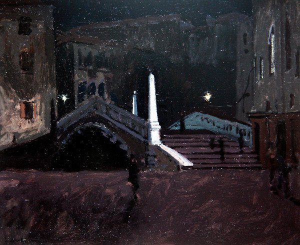 Ponte delle Guglie sul Cannaregio (Nattscen, Venedig) ca 1896 (olja på duk) av Walter Richard Sickert