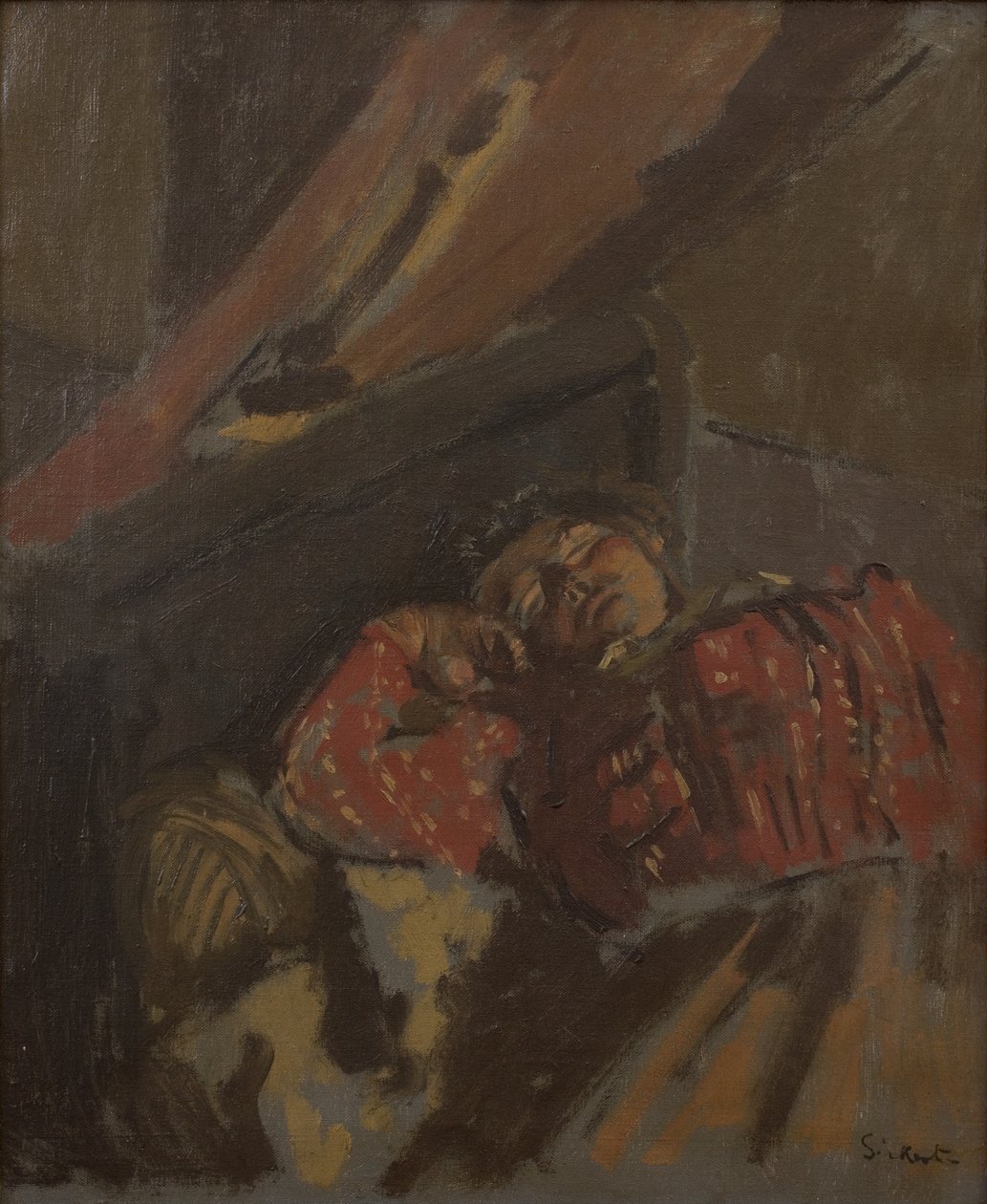 Rödmönstrad blus, ca 1907 (olja på duk) av Walter Richard Sickert