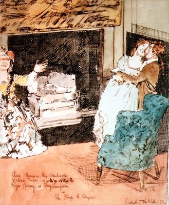 Scen från "She Stoops to Conquer" av Oliver Goldsmith av Walter Richard Sickert