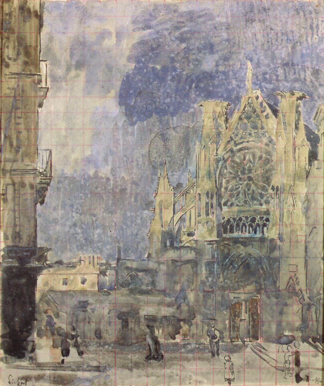 St. Jacques Facade, Dieppe, ca 1899 (akvarell och bläck på papper) av Walter Richard Sickert