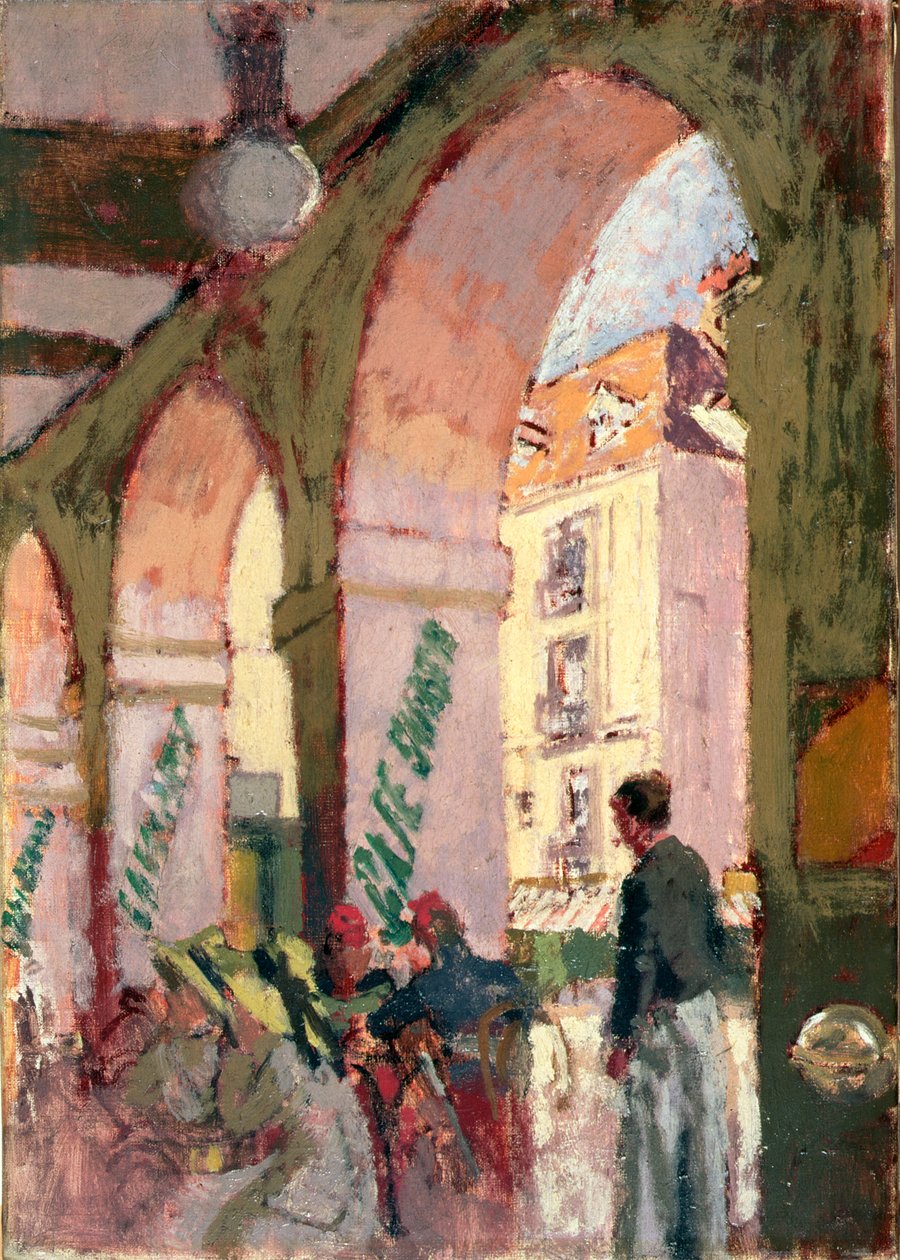 The Cafe Suisse, eller Cafe des Arcades, Dieppe (olja på duk) av Walter Richard Sickert