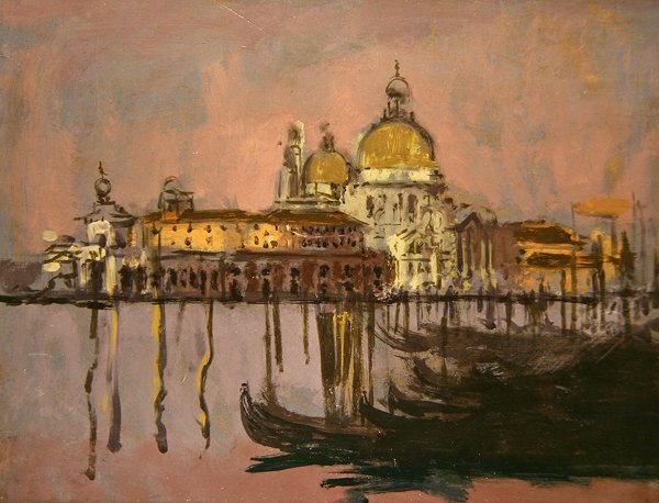 Dogana och Santa Maria della Salute (olja på panel) av Walter Richard Sickert