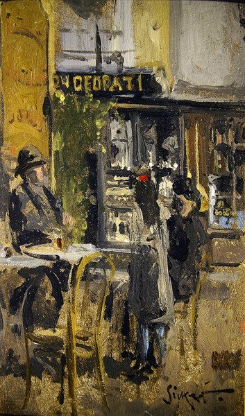 The Little Tea Shop, Dieppe (olja på panel) av Walter Richard Sickert